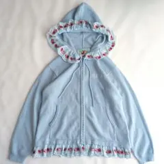 22AW♡ピンクハウス ストロベリーレース 刺繍 レース使いフードニットパーカーのサムネイル