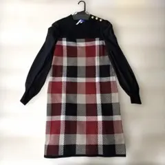 BLUE LABEL CRESTBRIDGE チェック柄ニットワンピース 38