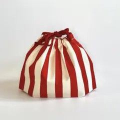 B856・ハンドメイドお弁当袋・ストライプ・レッド