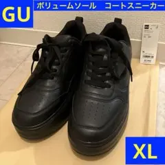 【美品】GU ボリュームソール　コートスニーカー　XLサイズ　ブラック　黒　厚底のサムネイル