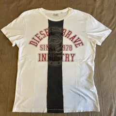 DIESEL プリント ＆センターメッシュTシャツ ホワイトL