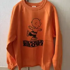 GUピーナッツ スウェット チャーリーブラウン オレンジM