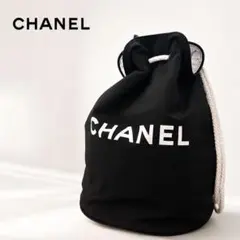 CHANEL シャネル 巾着バッグ プールバッグ ブラック ロゴ入り 希少品