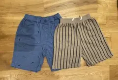 UNIQLO ペアマノン　ハーフパンツ 2枚セット クジラ柄 ボーダー