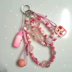 ビーズキーホルダー ビーズストラップ じゃらじゃらキーホルダー ハンドメイド