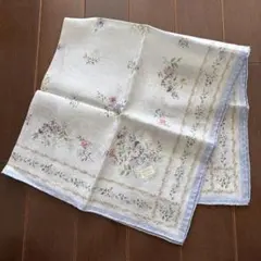 未使用　WAKO シルク&コットン　大判ハンカチ　小花柄　透かし　和光　ワコウのサムネイル
