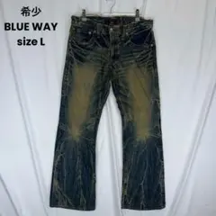 希少 BLUE WAY JEANS フレア ブーツカット デニム 鬼ヒゲのサムネイル