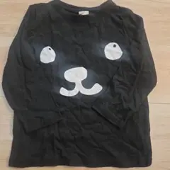Bee des Bee 黒 クマ顔プリント 長袖カットソー 100cm