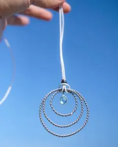 ステンレス・10月の空の石とテンソルリング