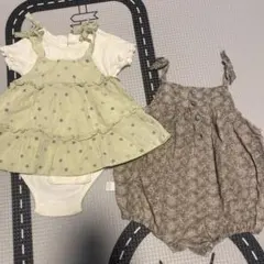 70サイズ春、夏服✳︎フリル付きドレスとロンパースセット