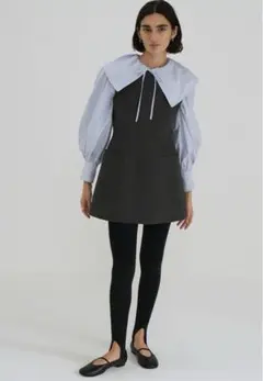 CLANE BIG COLLAR DRAWSTRING BLOUSE