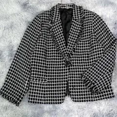 CROQUIS【17BR】ジャケット　白黒　チェック柄　レディース　大きいサイズ