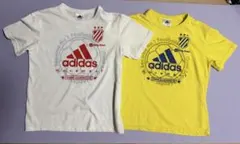 アディダス サッカー Tシャツ 2枚セット 140 イエロー ホワイト 練習着