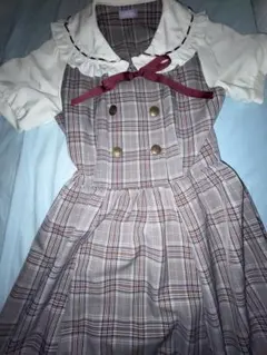 チェック柄フリル襟ミニワンピース