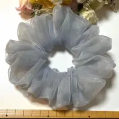 ハンドメイドシュシュ☆オーガンジーグレー