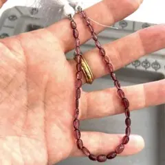 天然石レッドワインガーネット オーバルカット ビーズ 約20cm