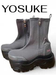【美品】ヨースケ 厚底ストレッチ　スニーカーブーツ　グレー S 22.5センチ