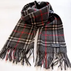 カシミヤ100✨️英国製 バーバリー ノバチェック マフラー ブラック ふわふわ