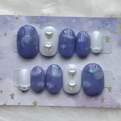 ネイルチップ　紫　ゆめかわ　在庫処分　現品　量産型　ドリーム　平成　サブカル