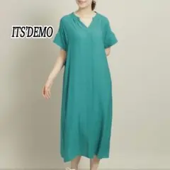 接触冷感 手洗い可 スラブスキッパーワンピース ロング 楽チン 二の腕カバーのサムネイル