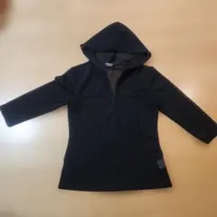 黒 フード付き 3/4袖パーカー