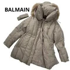 BALMAIN バルマン 3way ダウンコート 水玉 総柄 ベージュ M