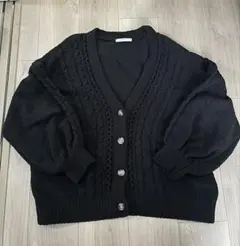 Mサイズ ブラック ニットカーディガン