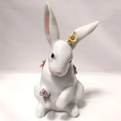 LLADRO リヤドロ 花飾りの白うさぎ フィギュリン 陶器人形