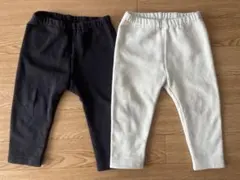 【UNIQLO】ホワイト/ブラック 裏起毛パンツ 80