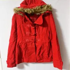wet seal 【M】赤 フェイクファーフード付きコート レッド　冬