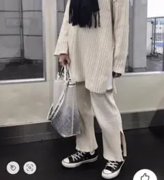 レイビームス　リブサイドスリットパンツのサムネイル