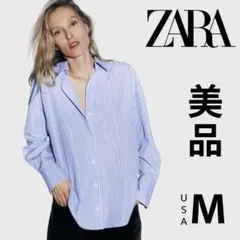 ZARA ザラ ストライプ シャツ ブルー ホワイト USA M