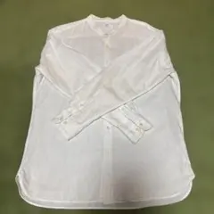 UNIQLO ホワイト ノーカラー長袖シャツ L