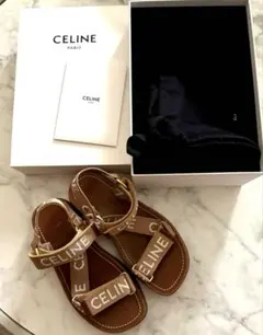 (美品) CELINEレオ ストラッピーサンダル ジャカードのサムネイル