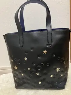 【美品】ANNA SUI　アナスター　2WAYバッグ　星柄　エンボス　ブラック