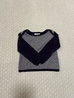 CARAMEL ベビー　長袖セーター ニット　サイズ2 ネイビー/グレー