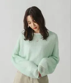 ＜新品未使用＞ GLOBAL WORK モヘヤタッチ透かし編みプルオーバー