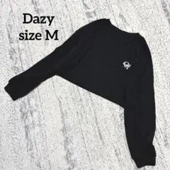 【デイジー】カットソー ショート丈 黒 M ロゴ刺繍 ブラック 長袖 レディース