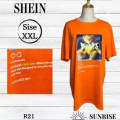 SHEIN シーイン ユニセックス Tシャツ カットソー オレンジ XXL