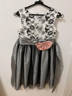 motherways フラワー刺繍ドレス グレー 140cm~