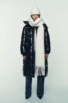 【新品未使用】ZARA シャイニーロングアノラック M