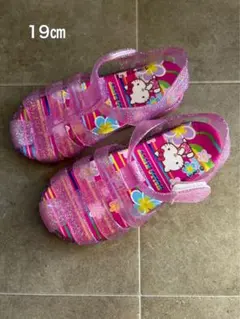 キティちゃん　ハローキティ　ピンクラメ　グリッター キッズサンダル 19 18