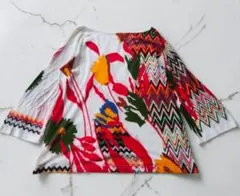 MISSONI イタリア製 アンサンブルニット ボーダー柄 美品MISSONIミッソーニ アンサンブルニットマルチカラーボーダー柄
