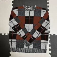 良色！　珍しい！　古着　チェック柄ニットセーター