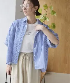 【美品】ANGIE シアーオーバーサイズ半袖シャツ