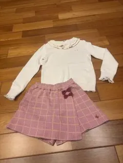 ニットプランナー赤チェックショートパンツ140