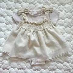 Petitmain チュールOP半袖ロンパースセット チュニック フリル