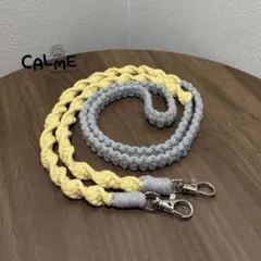 スマホショルダーストラップ 黄×灰 マクラメ
