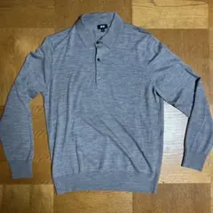 UNIQLO エクストラファインメリノ ニットポロセーター 灰 LだがMサイズ並