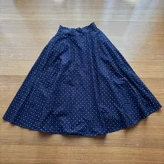 ユニクロ　水玉ネイビー フレアスカート　レディースS